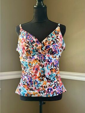 Anne Cole Floral Multicolor Surplice Swim Camisole